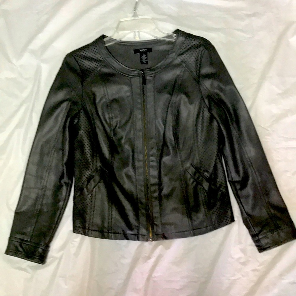 Women’s gray faux leather jacket